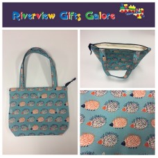 Medium Tote Bag with Zip- Echidnas Blue